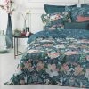 Parure De Lit Amelia Bleu Canard Et Motifs 240x220 Atmosphera -Ledepot-bailleul Soldes Magasin parure de lit amelia bleu canard et motifs 240x220 atmosphera