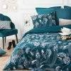 Parure De Lit Paon Bleu Canard 240x220 Atmosphera