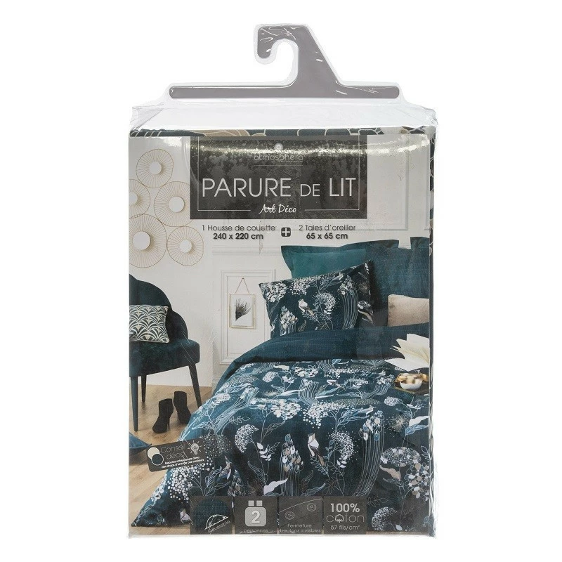 Parure de lit Paon bleu canard 240x220 Atmosphera Parure De Lit Paon Bleu Canard 240x220 Atmosphera -Ledepot-bailleul Soldes Magasin parure de lit paon bleu canard 240x220 atmosphera 4