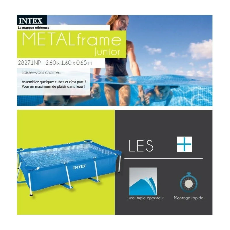 Piscine tubulaire rectangle 2,60 x 1,60 x 0,65 m Intex Piscine Tubulaire Rectangle 2,60 X 1,60 X 0,65 M Intex -Ledepot-bailleul Soldes Magasin piscine tubulaire rectangle 260 x 160 x 065 m intex 2