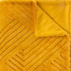 Plaid Géant 180x230 Fourrure Jaune Moutarde Atmosphera -Ledepot-bailleul Soldes Magasin plaid geant 180x230 fourrure jaune moutarde atmosphera 2