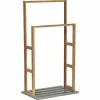 Porte Serviette Bambou 2 Barres Naturel Et Kaki -Ledepot-bailleul Soldes Magasin porte serviette bambou 2 barres naturel et kaki