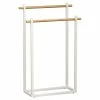 Porte Serviettes Métal Blanc 2 Barres Bambou -Ledepot-bailleul Soldes Magasin porte serviettes metal blanc 2 barres bambou