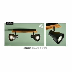 Rampe 2 Spots Atelier Métal Et Bois Ostaria -Ledepot-bailleul Soldes Magasin rampe 2 spots atelier metal et bois ostaria 2