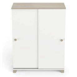 Demeyere Rangement 2 Portes Coulissantes Izzy Blanc Et Bois