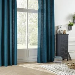 Rideau 140x260 à œillets Leon Bleu Canard Atmosphera