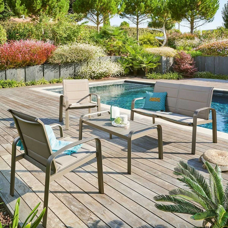 Salon de jardin 4 places Elyn noisette / praline Hespéride Salon De Jardin 4 Places Elyn Noisette / Praline Hespéride -Ledepot-bailleul Soldes Magasin salon de jardin 4 places elyn noisette praline hesperide