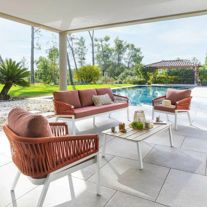 Salon de jardin Oriengo 5 places brique/blanc Hespéride Salon De Jardin Oriengo 5 Places Brique/blanc Hespéride -Ledepot-bailleul Soldes Magasin salon de jardin oriengo 5 places briqueblanc hesperide