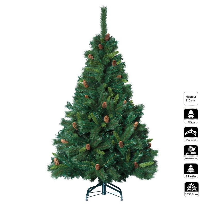 Sapin de Noël 210 cm vert Majestic pommes de pin Sapin De Noël 210 Cm Vert Majestic Pommes De Pin -Ledepot-bailleul Soldes Magasin sapin de noel 210 cm vert majestic avec pommes de pin
