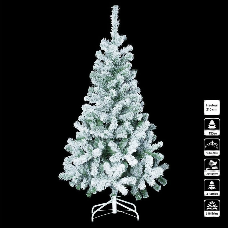 Sapin de Noël 210 cm vert floqué blanc Sapin De Noël 210 Cm Vert Floqué Blanc -Ledepot-bailleul Soldes Magasin sapin de noel vert 210 cm floque blanc