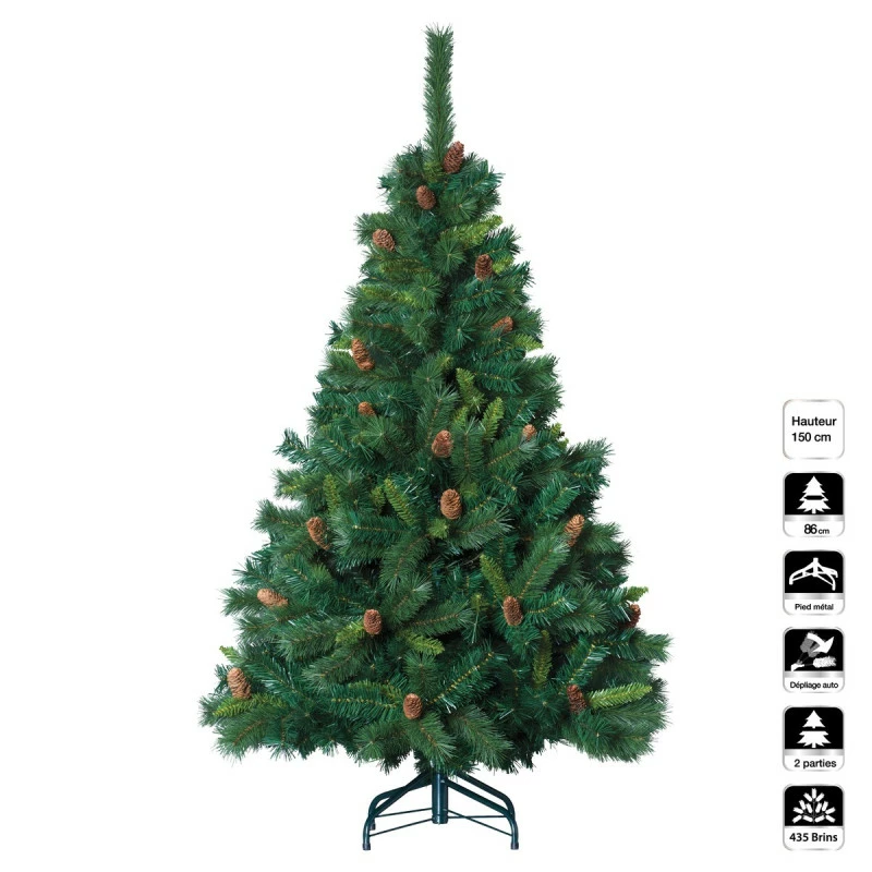 Sapin de Noël 150 cm vert Majestic pommes de pin Sapin De Noël 150 Cm Vert Majestic Pommes De Pin -Ledepot-bailleul Soldes Magasin sapin de noel vert majestic 150 cm avec pommes de pin