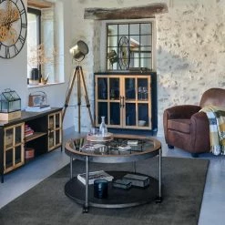 Table Basse Chrono Ronde Noire Atmosphera -Ledepot-bailleul Soldes Magasin table basse chrono ronde noire atmosphera 4