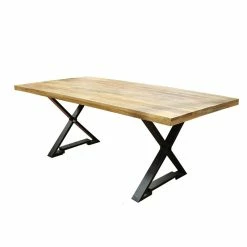 Table Bois Massif Et Pieds Métal Noir N°34
