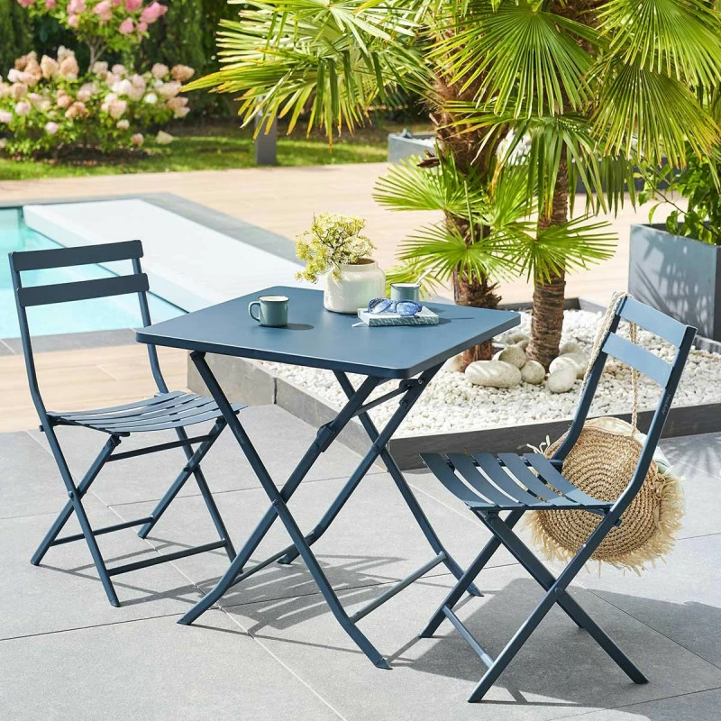 Table carrée pliante Greensboro 2p bleu pétrole Hespéride Table Carrée Pliante Greensboro 2p Bleu Pétrole Hespéride -Ledepot-bailleul Soldes Magasin table carree pliante greensboro 2 bleu petrole hesperide