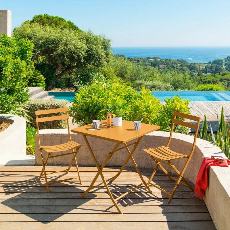 Table carrée pliante Greensboro 2p ocre Hespéride Table Carrée Pliante Greensboro 2p Ocre Hespéride -Ledepot-bailleul Soldes Magasin table carree pliante greensboro 2p ocre hesperide 1