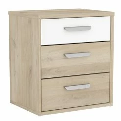 Demeyere Table De Chevet 3 Tiroirs Naturel Et Blanc Santorini