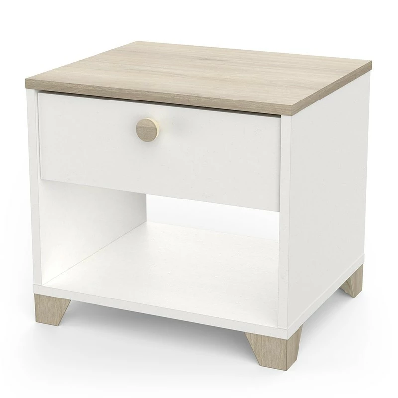 Table de chevet Izzy 1 tiroir blanc et bois Demeyere Table De Chevet Izzy 1 Tiroir Blanc Et Bois -Ledepot-bailleul Soldes Magasin table de chevet izzy 1 tiroir blanc bois