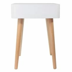 Table De Chevet Pieds Bois 1 Tiroir Blanc -Ledepot-bailleul Soldes Magasin table de chevet pieds bois 1 tiroir blanc 2