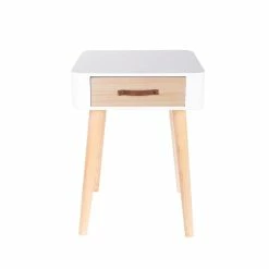 Table De Chevet Pieds Bois 1 Tiroir Blanc -Ledepot-bailleul Soldes Magasin table de chevet pieds bois 1 tiroir blanc 3