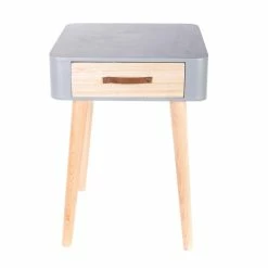 Table De Chevet Pieds Bois 1 Tiroir Gris -Ledepot-bailleul Soldes Magasin table de chevet pieds bois tiroir gris 2