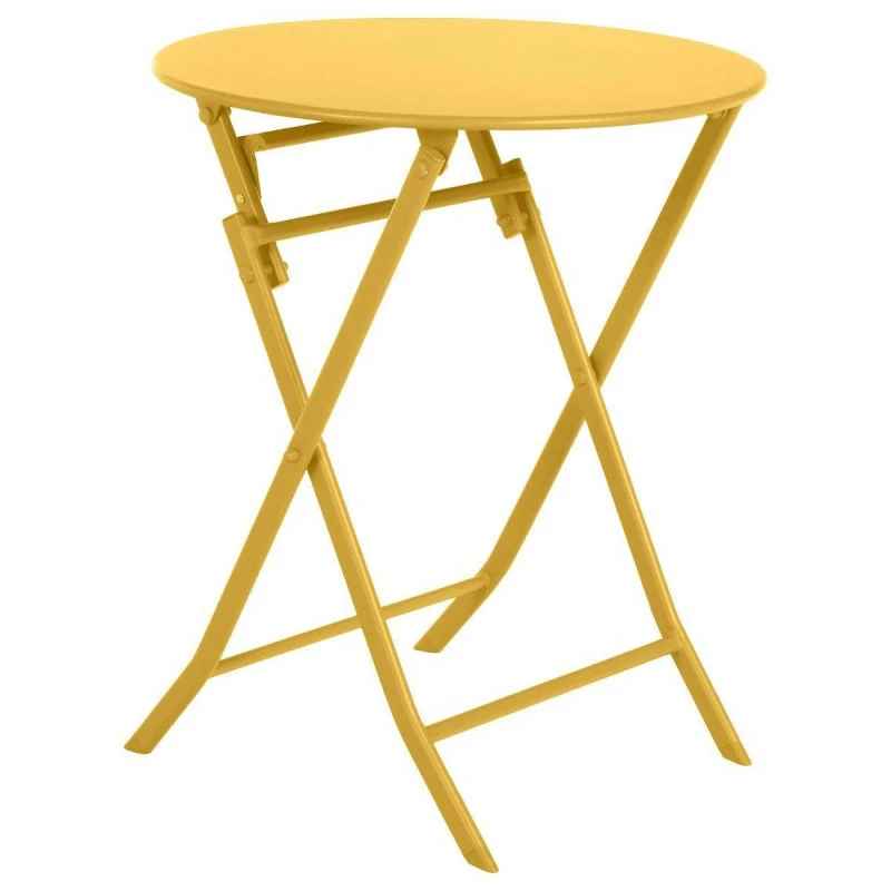 Table ronde pliante Greensboro 2p jaune moutarde Hespéride Table Ronde Pliante Greensboro 2p Jaune Moutarde Hespéride -Ledepot-bailleul Soldes Magasin table de jardin ronde hesperide 60cm greensboro moutarde