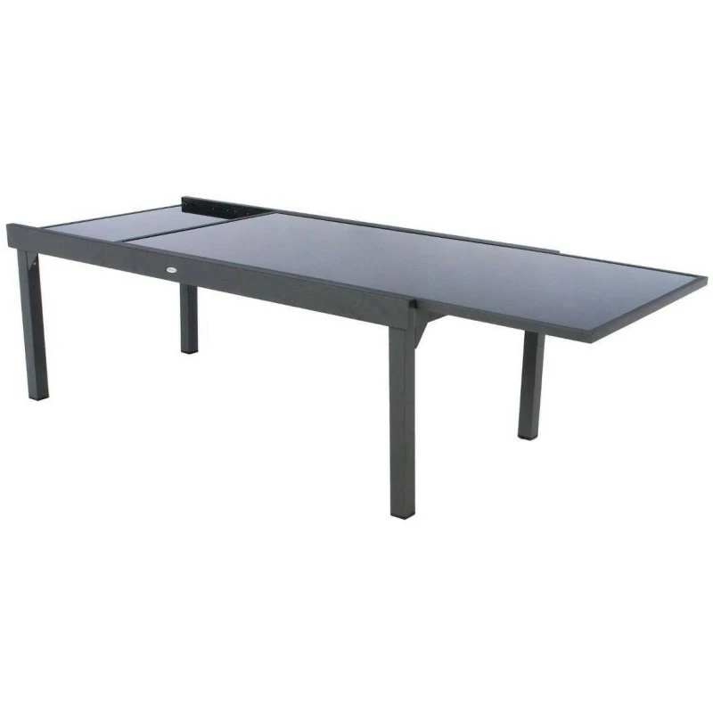 Table rectangulaire ext. verre Piazza 12 p. graphite Hespéride Table Rectangulaire Ext. Verre Piazza 12 P. Graphite Hespéride -Ledepot-bailleul Soldes Magasin table piazza extensible 12 personnes hesperide anthracite graphite 3
