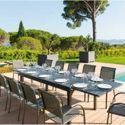 Table Rectangulaire Extensible Piazza 12 P. Graphite Hespéride -Ledepot-bailleul Soldes Magasin table rectangulaire extensible piazza 12 personnes graphite hesperide 5