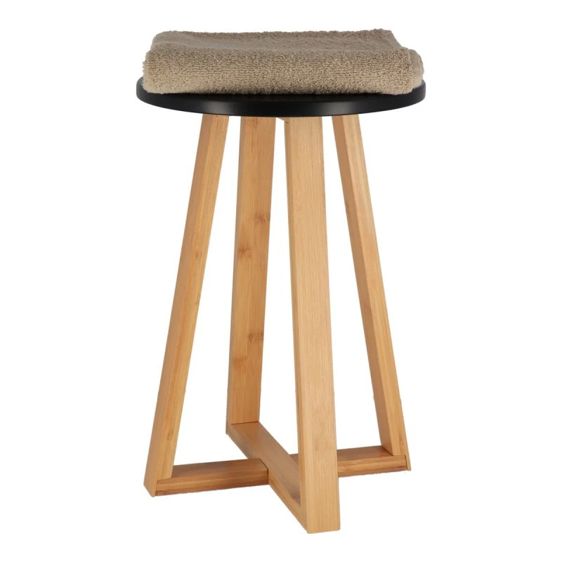 Tabouret avec pieds en bambou & plateau noir Tabouret Avec Pieds En Bambou & Plateau Noir -Ledepot-bailleul Soldes Magasin tabouret avec pieds en bambou plateau noir 1