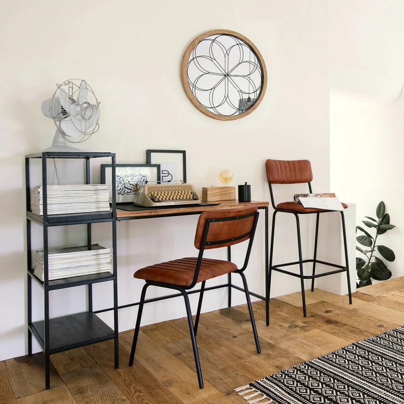 Tabouret de bar en cuir marron Dario Atmosphera Tabouret De Bar En Cuir Marron Dario Atmosphera -Ledepot-bailleul Soldes Magasin tabouret bar cuir marron dario atmosphera 1