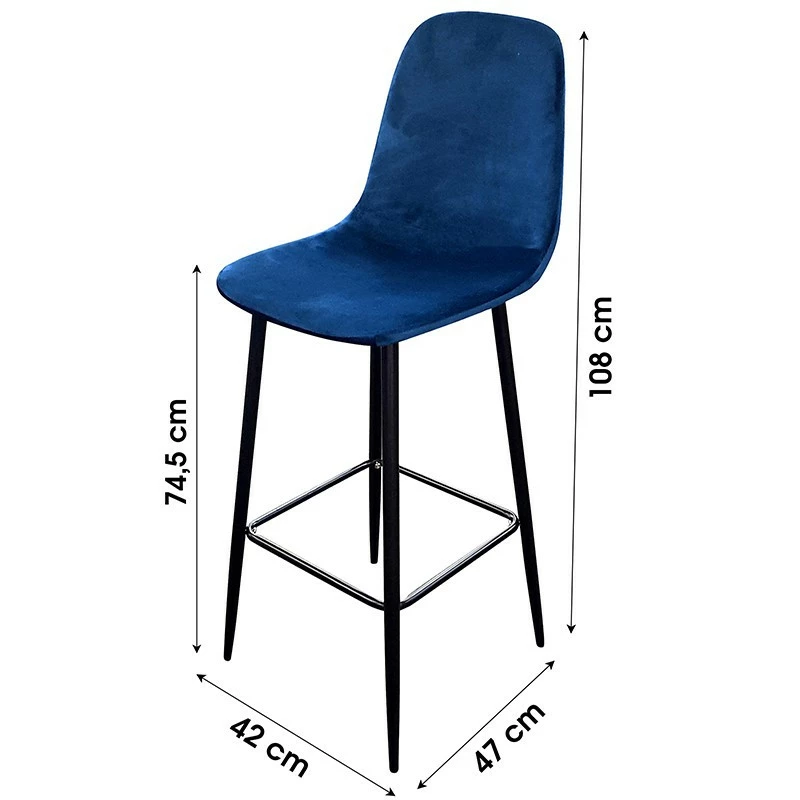 Tabouret de bar en velours bleu indigo pieds métal Inoui Tabouret De Bar En Velours Bleu Indigo Pieds Métal Inoui -Ledepot-bailleul Soldes Magasin tabouret de bar en velours bleu indigo pieds metal inoui 1