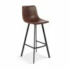 Tabouret De Bar Ozan PU Brun -Ledepot-bailleul Soldes Magasin tabouret de bar ozan pu brun