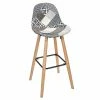 Tabouret De Bar Patchwork Gris Pieds Bois