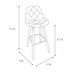 Tabouret De Bar Patchwork Gris Pieds Bois -Ledepot-bailleul Soldes Magasin tabouret de bar patchwork gris pieds bois 5