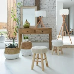 Tabouret Fourrure Blanc Atmosphera -Ledepot-bailleul Soldes Magasin tabouret fourrure blanc atmosphera 2