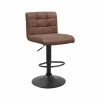 Tabouret Pivotant Hauteur Réglable Yeimy PU Marron