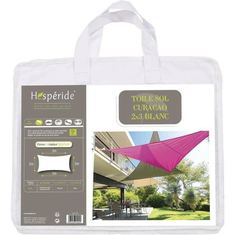 Toile solaire 3x2m Curacao blanc Hespéride Toile Solaire 3x2m Curacao Blanc Hespéride -Ledepot-bailleul Soldes Magasin toile solaire rectangulaire 2x3m luxe hesperide curacao blanc 2