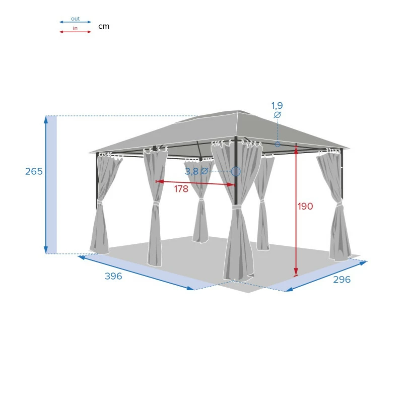 Tonnelle 3x4 m Santorini gris ardoise Hespéride Tonnelle 3x4 M Santorini Gris Ardoise Hespéride -Ledepot-bailleul Soldes Magasin tonnelle hesperide santorini gris 4