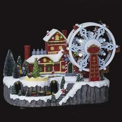 Village De Noël Roue Du Père Noël Animé Et Lumineux