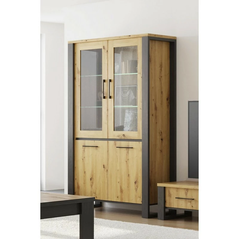 Vitrine 2 portes + 2 portes vitrées LED Eden Vitrine 2 Portes + 2 Portes Vitrées LED Eden -Ledepot-bailleul Soldes Magasin vitrine 2 portes 2 portes vitrees led eden 1