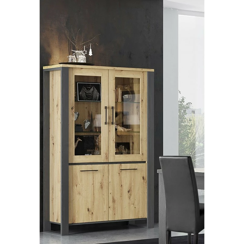 Vitrine 2 portes + 2 portes vitrées LED Eden Vitrine 2 Portes + 2 Portes Vitrées LED Eden -Ledepot-bailleul Soldes Magasin vitrine 2 portes 2 portes vitrees led eden