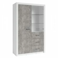 Vitrine 2 Portes Blanc Et Gris Béton Gent