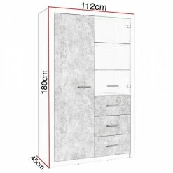 Vitrine 2 Portes Blanc Et Gris Béton Gent -Ledepot-bailleul Soldes Magasin vitrine 2 portes blanc et gris beton gent 3