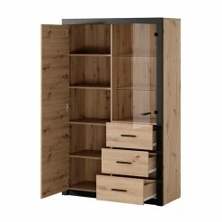 Vitrine 2 Portes Naturel Et Noir Brussel -Ledepot-bailleul Soldes Magasin vitrine 2 portes naturel et noir bruges 2