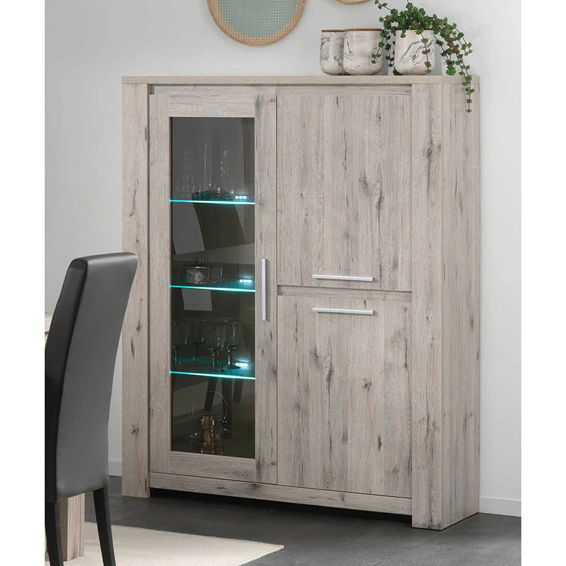 Vitrine 3 portes LED coloris bois clair Warschau Vitrine 3 Portes LED Coloris Bois Clair Warschau -Ledepot-bailleul Soldes Magasin vitrine 3 portes led coloris bois clair warschau 1