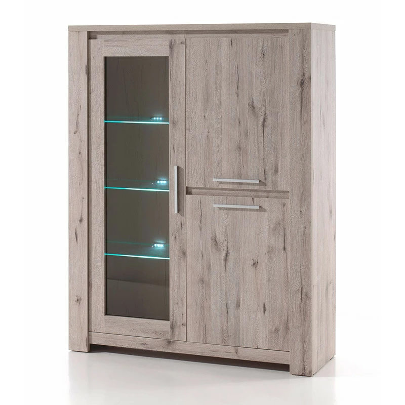 Vitrine 3 portes LED coloris bois clair Warschau Vitrine 3 Portes LED Coloris Bois Clair Warschau -Ledepot-bailleul Soldes Magasin vitrine 3 portes led coloris bois clair warschau