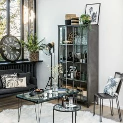 Vitrine Bibliothèque Broc Métal Noir Atmosphera -Ledepot-bailleul Soldes Magasin vitrine bibliotheque broc metal noir atmosphera 2