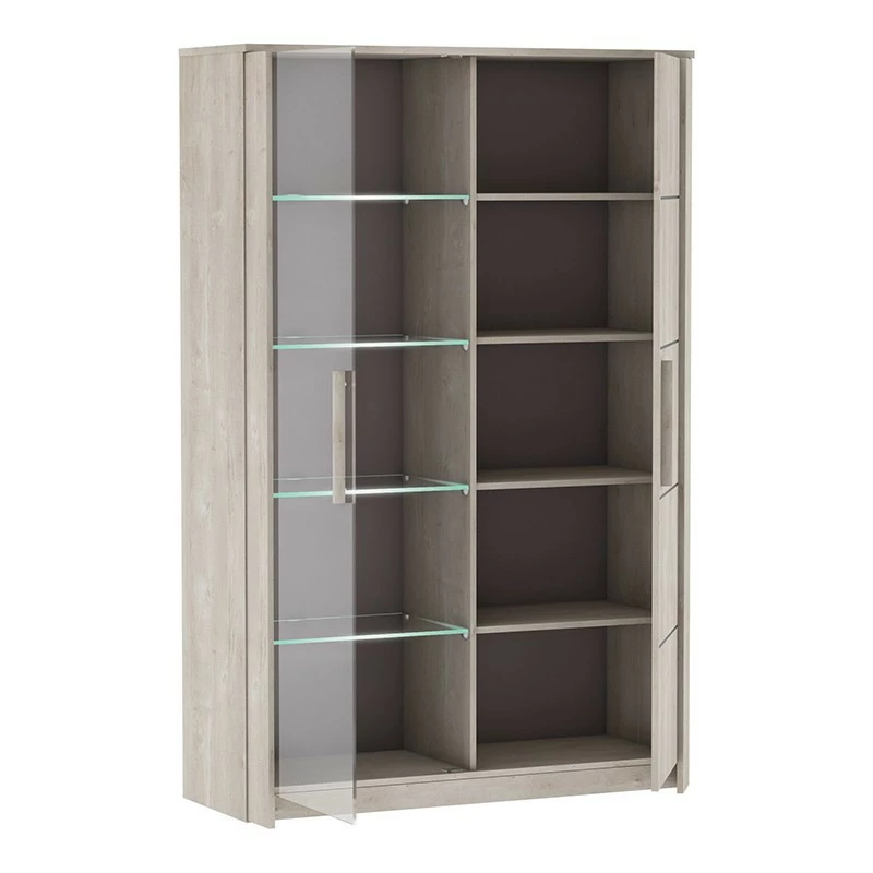 Vitrine LED 2 portes CANNES chêne champagne/béton clair Demeyere Vitrine LED 2 Portes CANNES Chêne Champagne/béton Clair -Ledepot-bailleul Soldes Magasin vitrine led 2 portes cannes chene champagne beton clair 1
