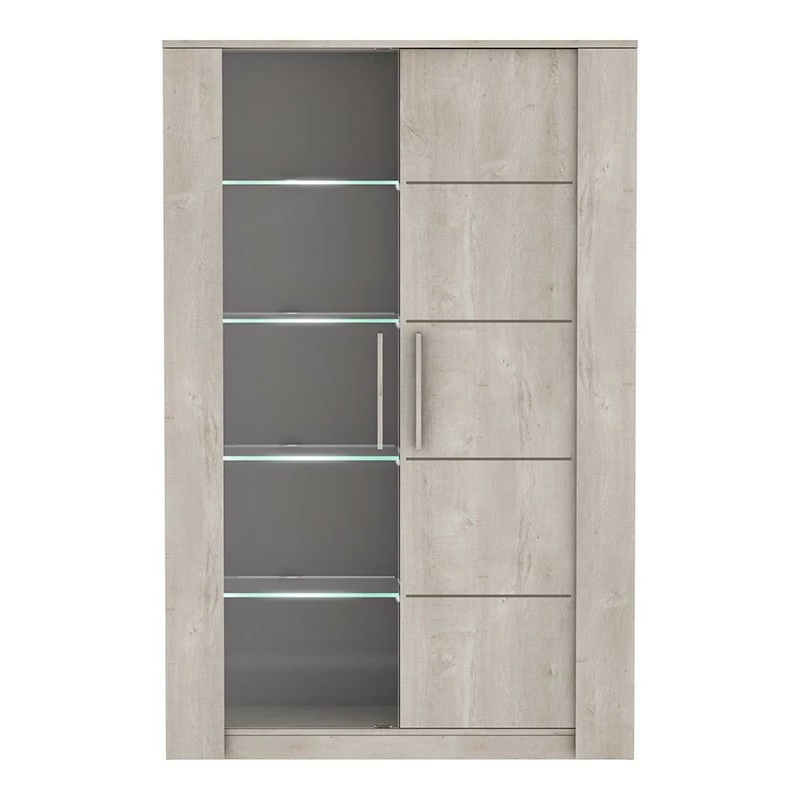 Vitrine LED 2 portes CANNES chêne champagne/béton clair Demeyere Vitrine LED 2 Portes CANNES Chêne Champagne/béton Clair -Ledepot-bailleul Soldes Magasin vitrine led 2 portes cannes chene champagne beton clair 2