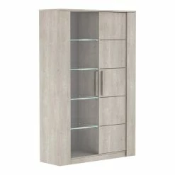 Ledepot-bailleul Soldes Magasin 9 Demeyere Vitrine LED 2 Portes CANNES Chêne Champagne/béton Clair