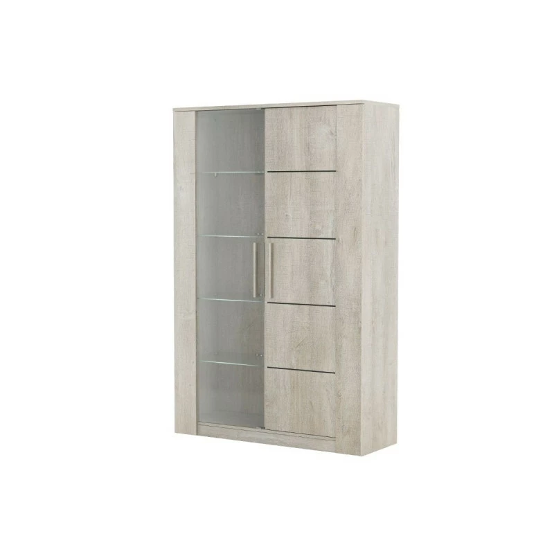 Vitrine LED 2 portes CANNES chêne champagne/béton clair Demeyere Vitrine LED 2 Portes CANNES Chêne Champagne/béton Clair -Ledepot-bailleul Soldes Magasin vitrine led 2 portes cannes chene champagne beton clair 4